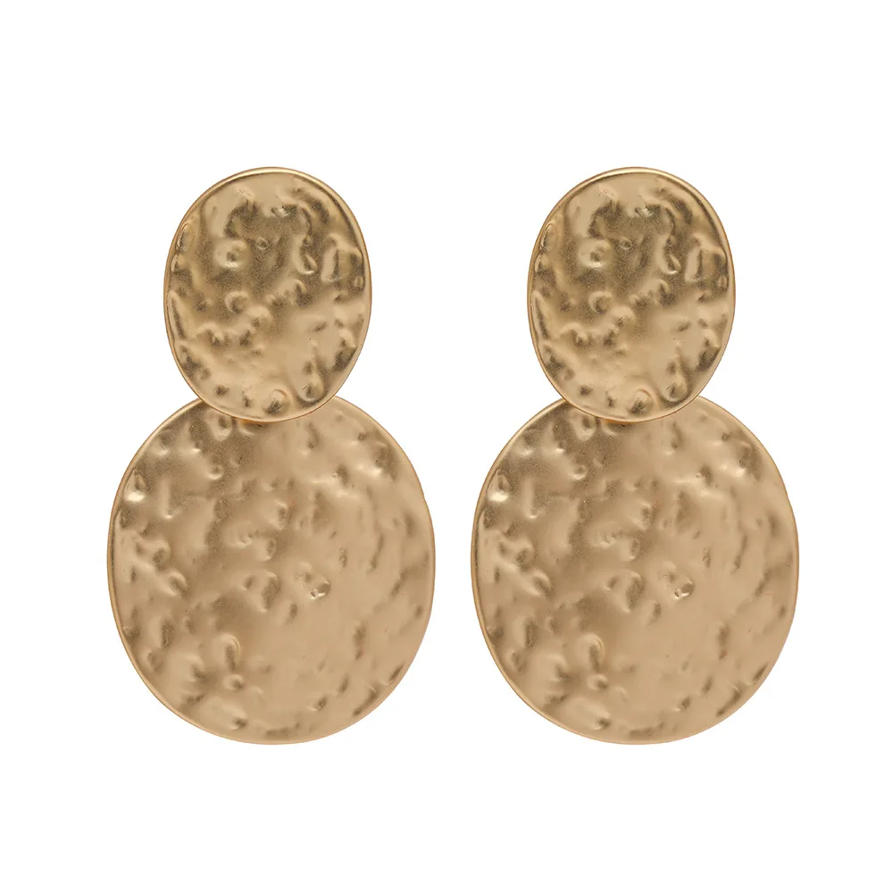 Vintage Gold Silver Color Geometric Big Round Clip on Earrings for Women Girl Hollow Ear Clip Without Piercing Fashion Jewelry