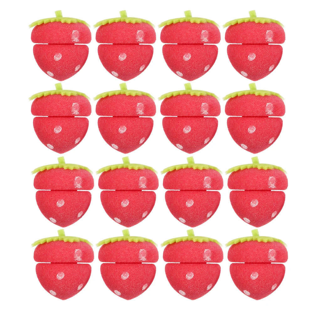 

18pcs Rollers For Women Strawberry Shape Soft Sponge Curlers Heatless Curls Overnight Styling Tools Sleep Hair Curlers Hair
