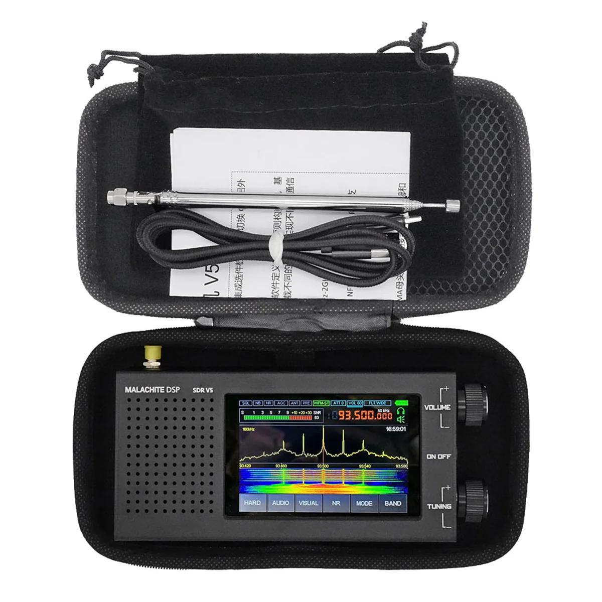 Malachite DSP SDR 1.10D Radio Receiver V5 with Firmware Board Metal Case 5000MAh AM CW SSB NFM WFM