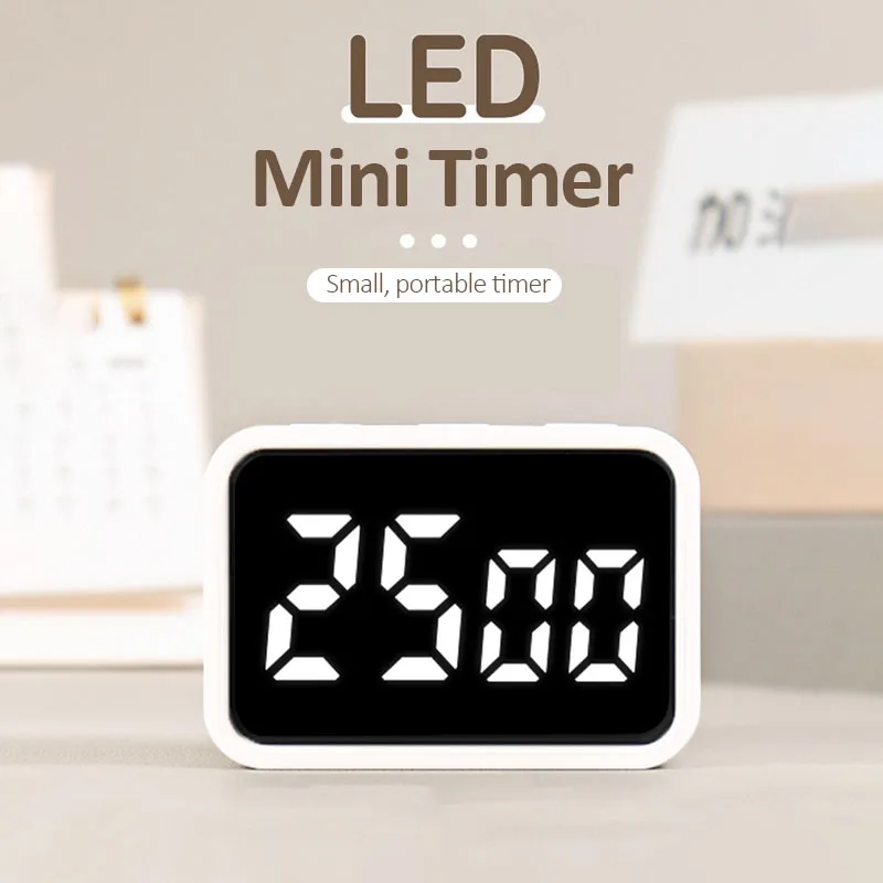 Mini Digital Timer LED Visual Timer for Study Cooking Sleep House Countdown Alarm 3 Preset Time Home Rechargeable Kitchen Timer