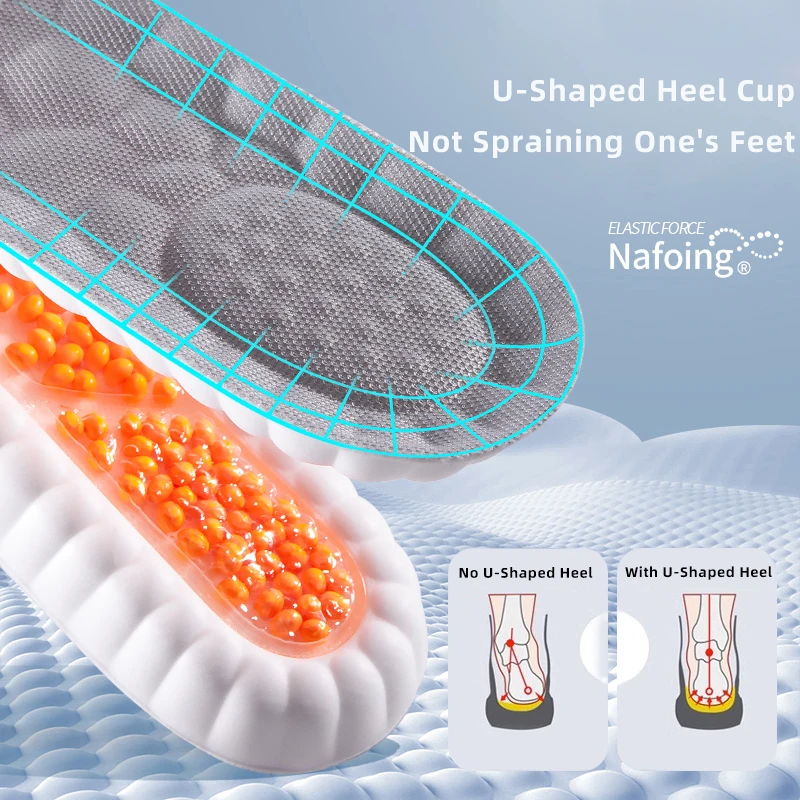 NAFOING plantillas deportivas de espuma viscoelástica con cojín de aire de palma completa, plantillas suaves absorbentes de golpes, esponja de