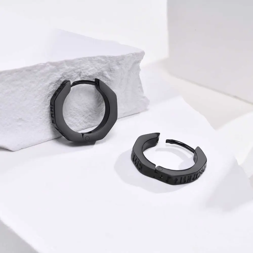 

Punk Hip Hop Men Hoop Earrings Stainless Steel Korean Style Huggie Hoop Earring Silver Street Wear Party