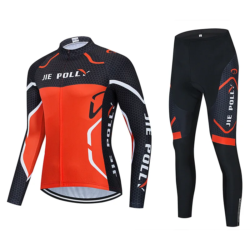 

Fanceey Men Cycling Suit Long Sleeve Set Breathable Quick Dry Thermal Insulated Thickened Silicone Padded Women's Cycling Jersey