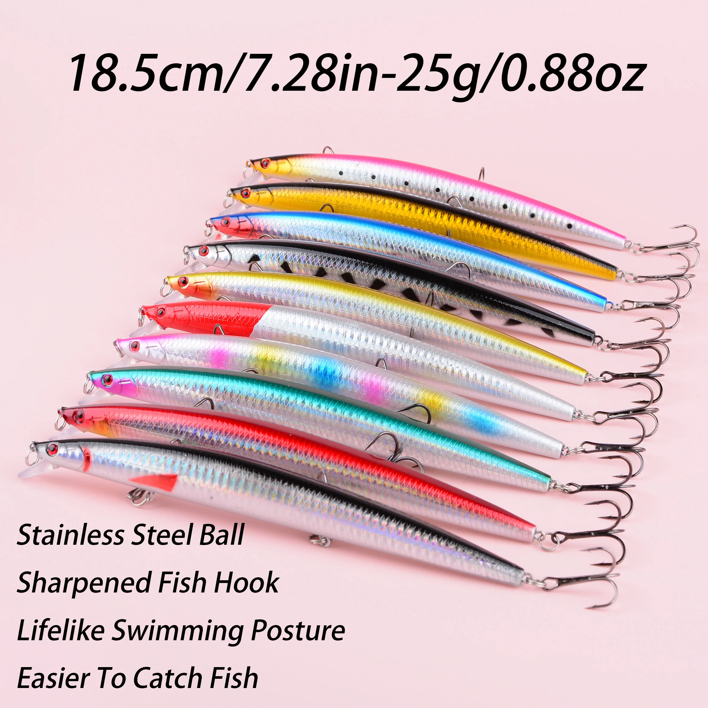 Señuelo Minnow crankbait duro con ojos 3D y anzuelos afilados - imagen 5
