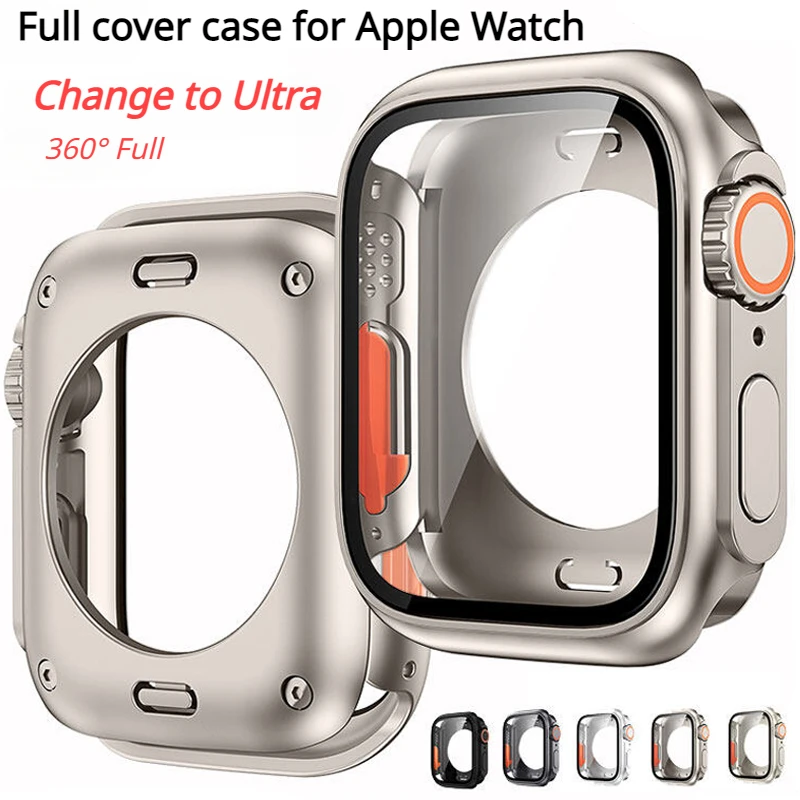 Wechsel zu Ultra Cover für Apple Watch 8 7 45mm 2 in1 Upgrade auf Ultra für iwatch 6 se 44mm Full