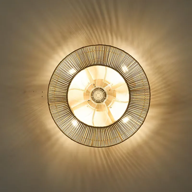 50CM Rattan Ceiling Fan with Lights Remote Control 6 Speeds Reversible DC FAN New Bedroom Ventilator Fan Lights Cooling Fan Lamp - view 6