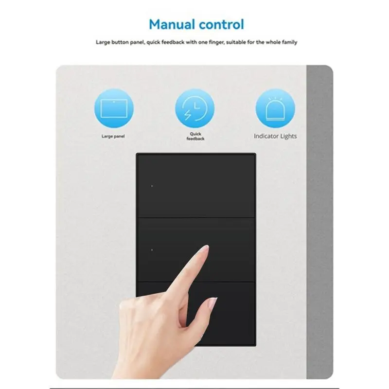 A84E-Matter Wifi Smart Switch Wall Light Switch Smart Control Gangs Button For Smartthings Homekit APP 3 Gangs
