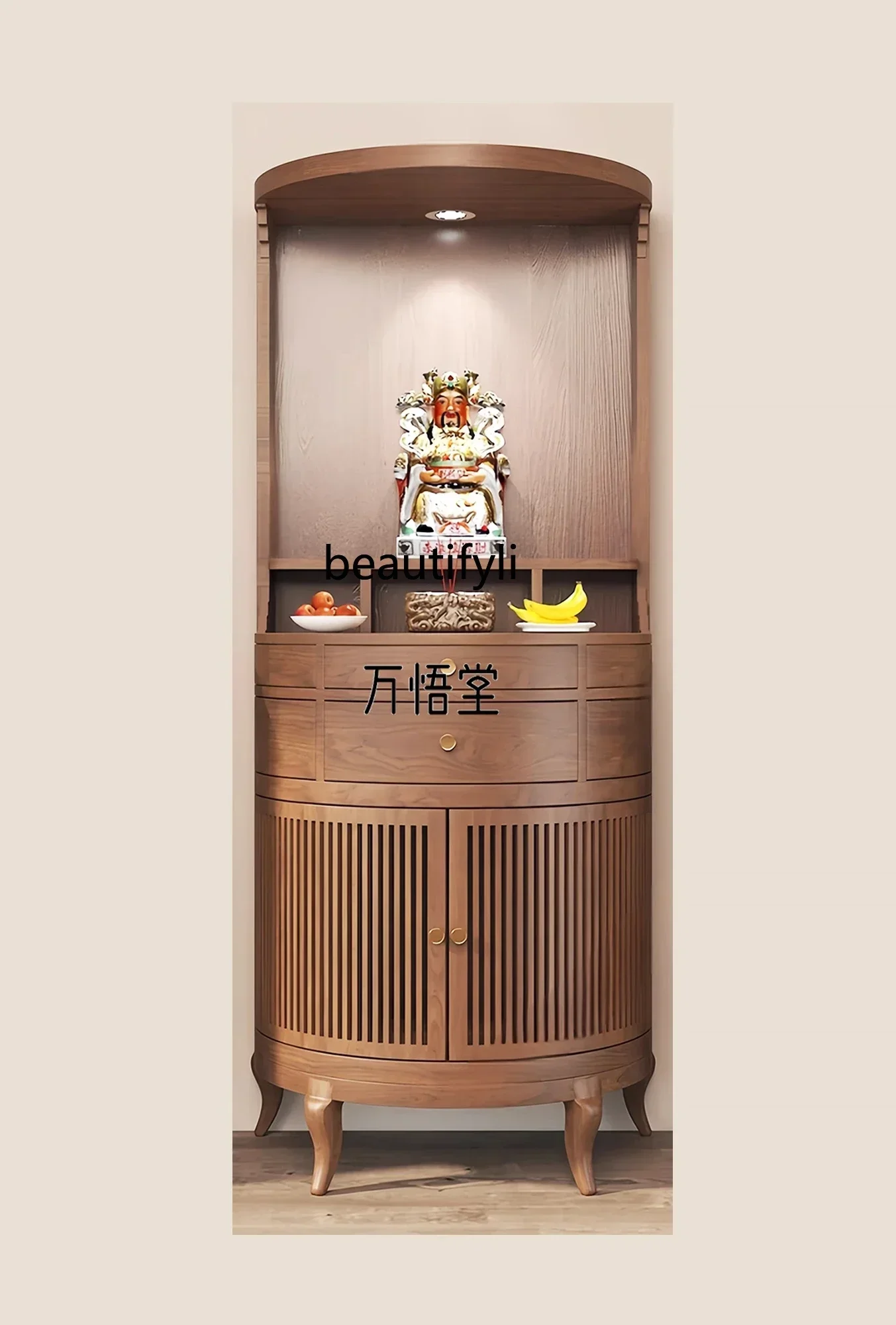 yh Solid wood new Chinese vertical cabinet Guanyin Buddha statue household ash wood shrine shrine God of Wealth cabinet