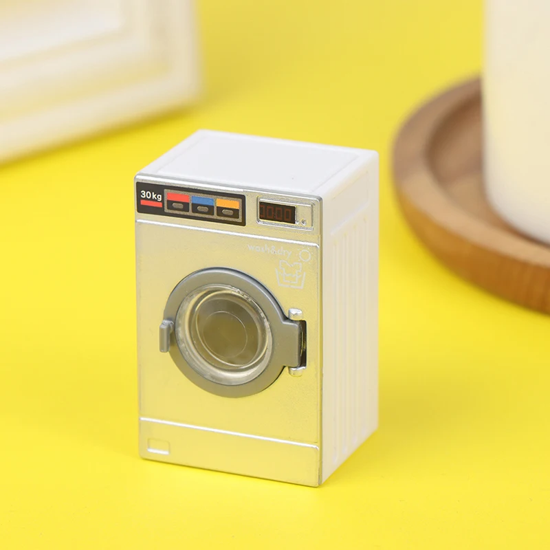 1:12 Poppenhuis Miniatuur Wasmachine Trommelwasmachine Huishoudapparaat Wasserij Model Poppenhuis Meubels Decor Speelgoed 3.3*5*2.5Cm