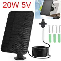 20W Solar Panel 5V Waterproof Outdoor Camera Solar Panel Wall Mount Brackets for Blink Outdoor 4 (4th Gen) Security Cameras