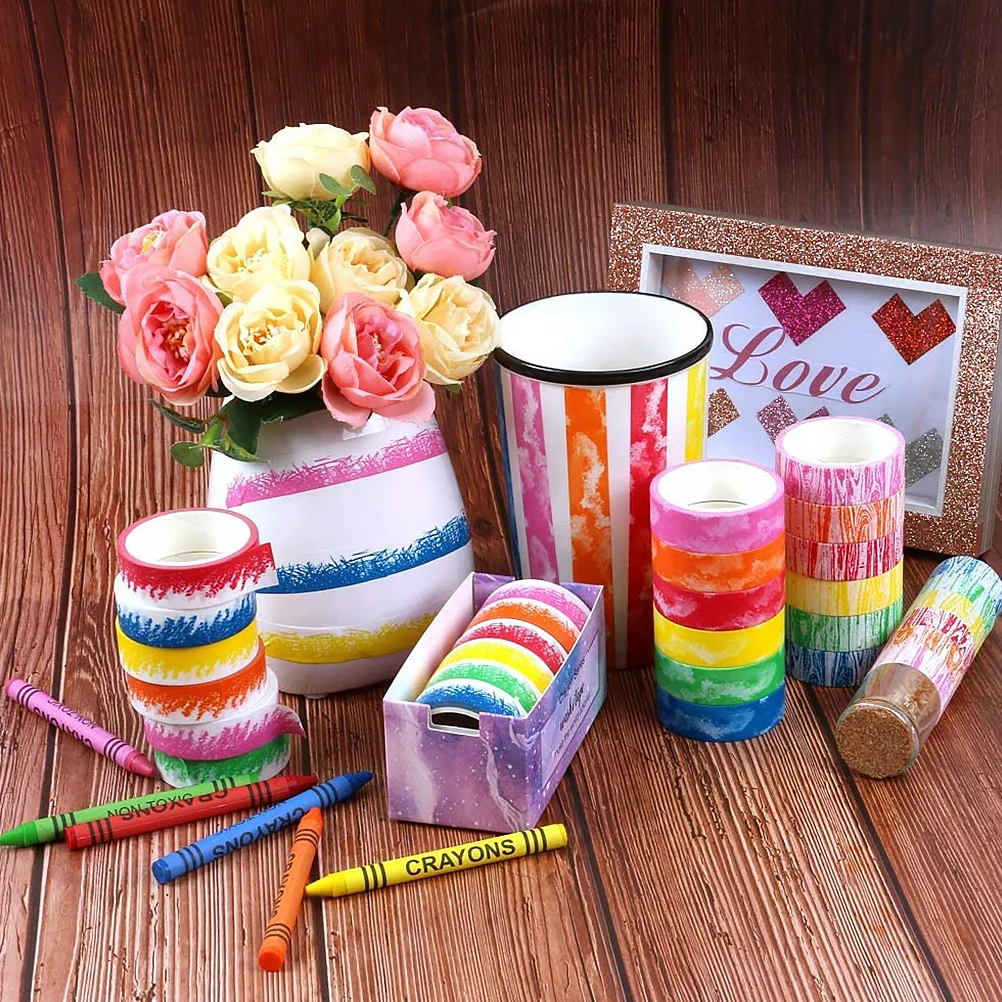

6pcs 6 Rolls Japanese Washi Tapes Decorative Colorful Masking Tape For Diy Scrapbook Gift Party Decoration Crafts Stickers Set