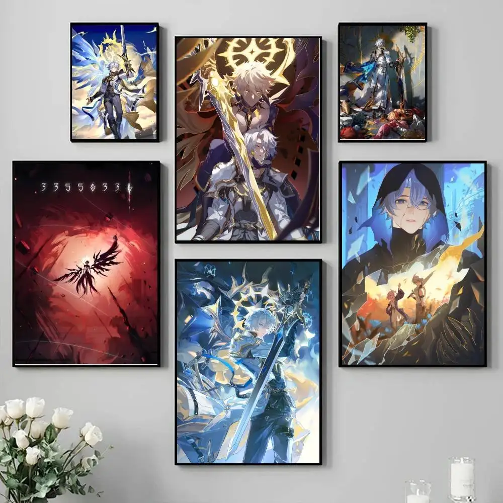 Hot Game Honkai Star Rail Phainon Anime Poster Self-adhesive Art Waterproof Paper Sticker Coffee House Bar Room Wall Decor