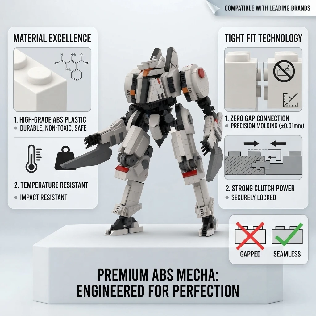MOC White Stealth Samurai Mecha Building Blocks DIY Sci-Fi Ninja Robot with Arm Blades Model Bricks Assembly Toys Boys Gift