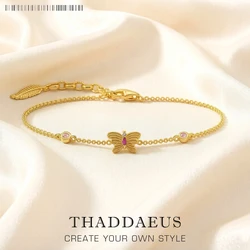 Bracelet Gracile Butterfly Gold New Link Chain 925 Sterling Silver Romantic Fashion Jewelry Magical Garden Gift For Women