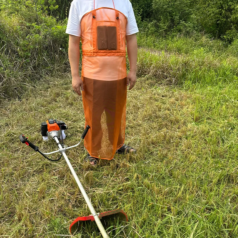 1pcs Breathable Mesh Lawn Mower Apron With Pockets - Full Coverage Safety Workwear For Gardening Trimming & Landscaping