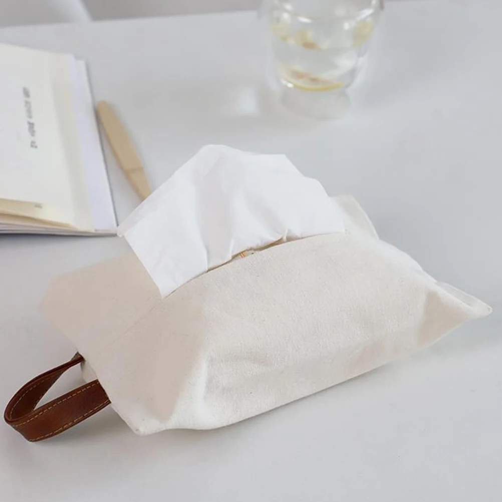 

Tissue Box Cover Paper Towel Holder Home Napkin White Dispenser Travel Hanging Bag Vanity ganizer Storage Container Practical