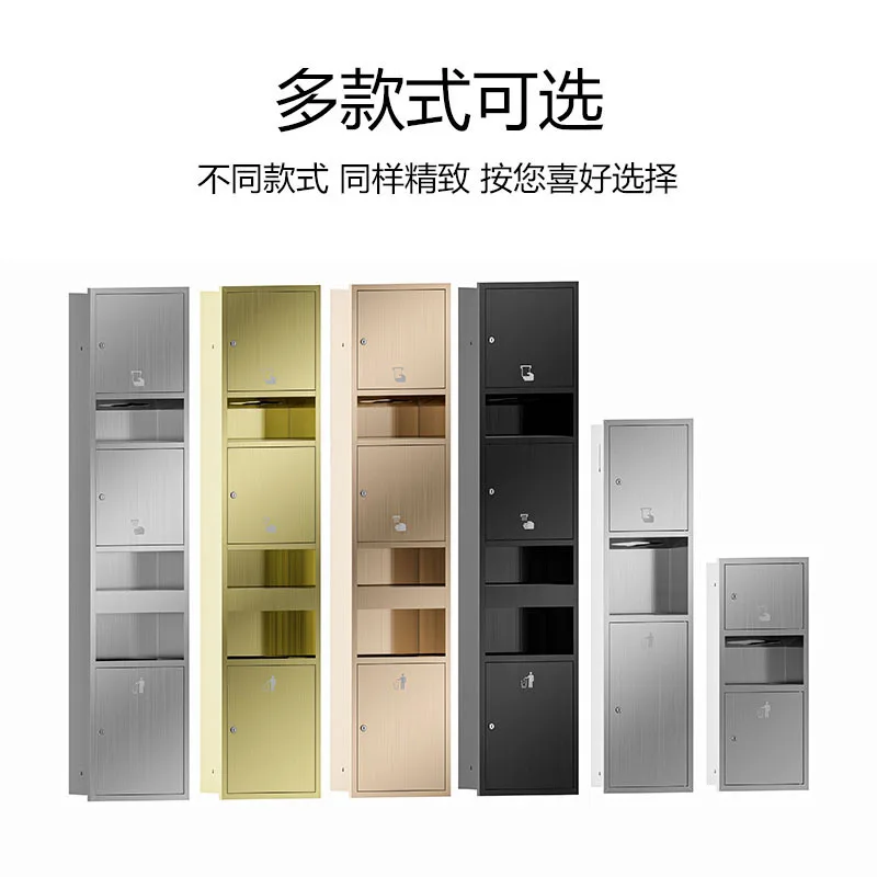 

Spot wholesale hotel public places with wall type combination with trash can 304 stainless steel hand wipe carton