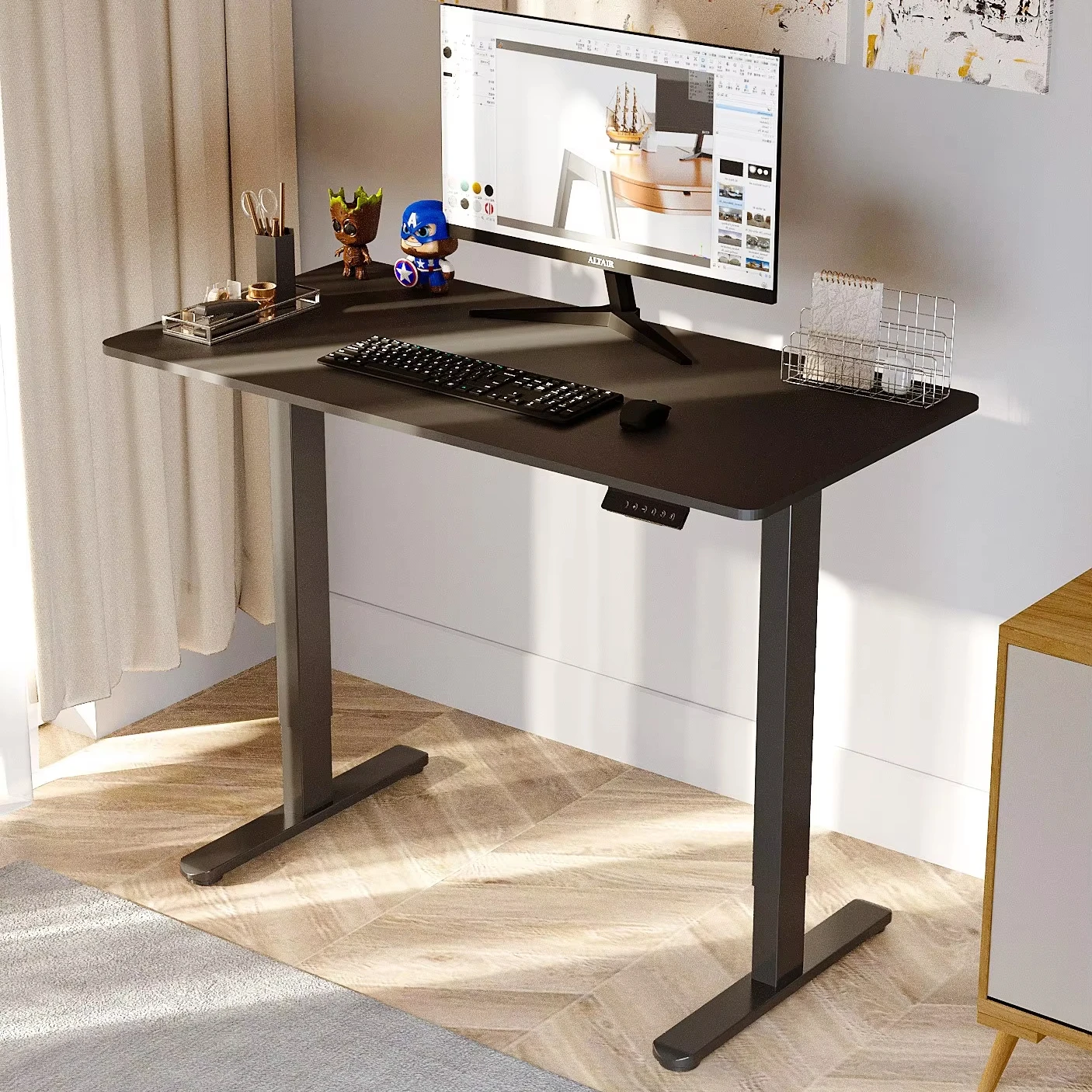 Contemporary Design Dual Motors Standing Desk with Collision Detection Function load 80kg/176lbs