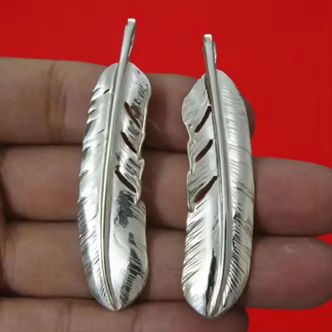 Personality Necklace 925 Sterling Silver Feather Pendant for Men and Women Exquisite Wholesale Japanese Fashion Jewelry Pendant