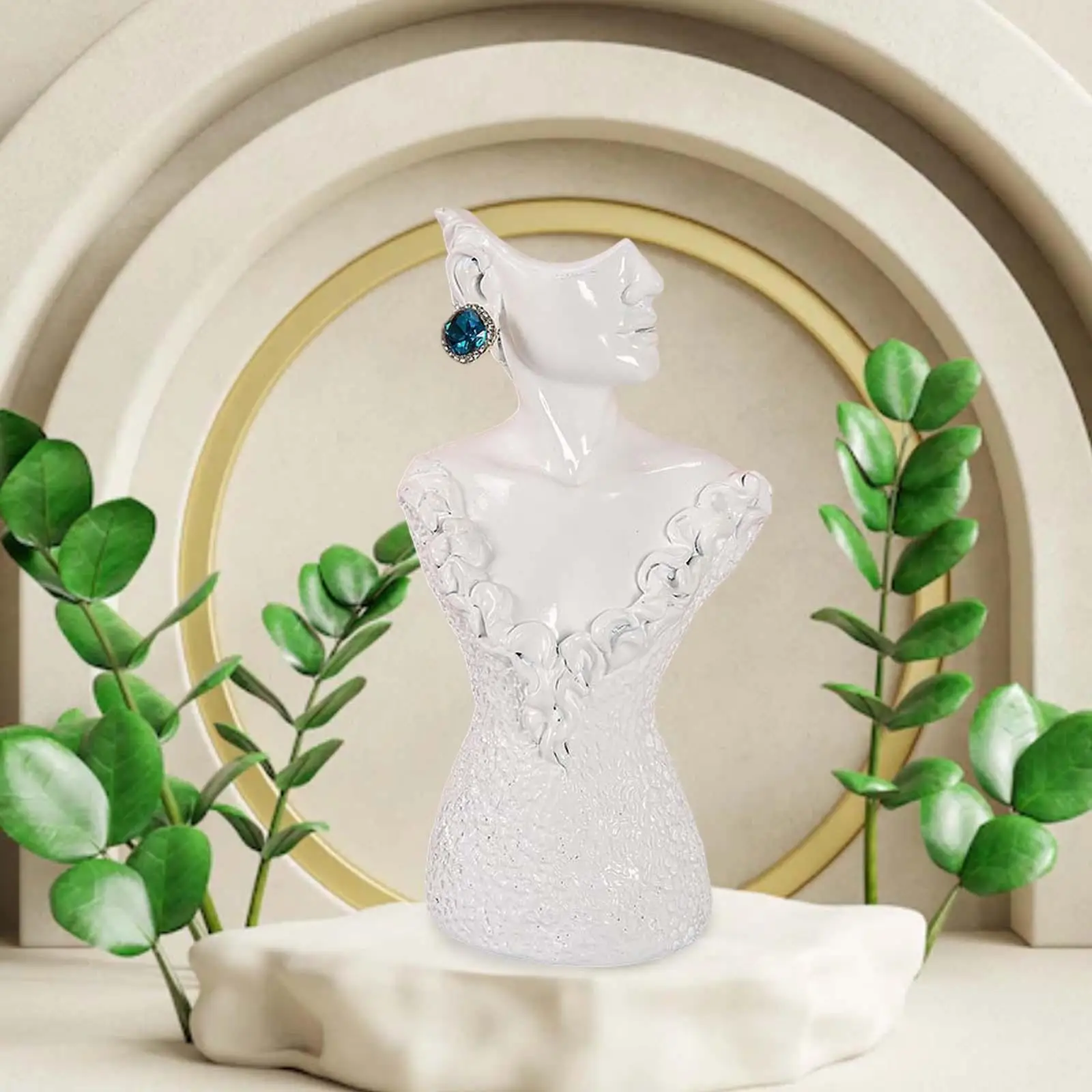 قلادة القرط عرض موقف مجوهرات عرض التمثال ل القرط المنزل النساء الأبيض L #3