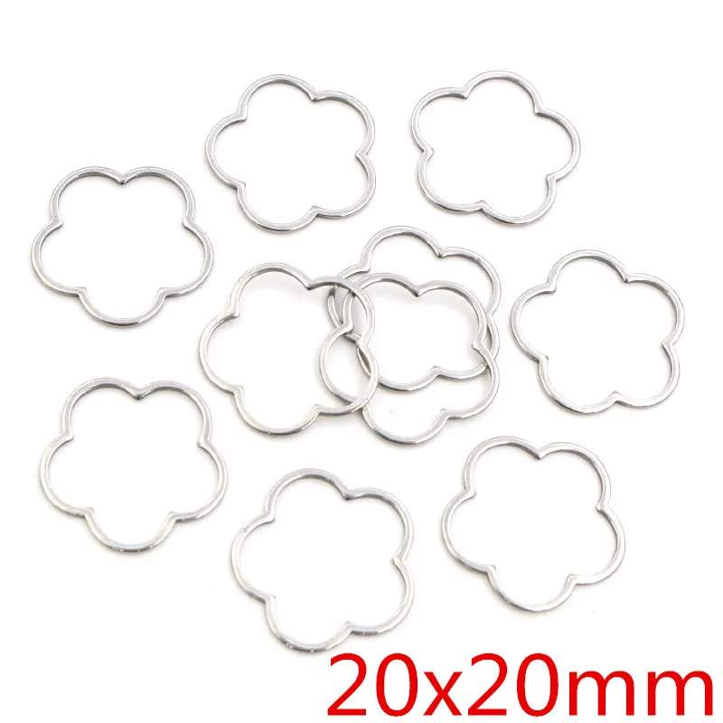 20pcs 3 Size Flowers Charm Gold Stainless Steel Pendant Open Bezels Hollow Pressed Resin Frame Mold Bezel DIY Jewelry Making