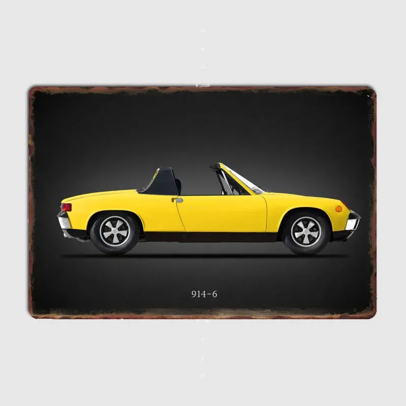 Classics Sports Car Yellow 914 Red A two-seater convertible Car Metal Posters Club Home Tin Sign Room decoration Wall Decor