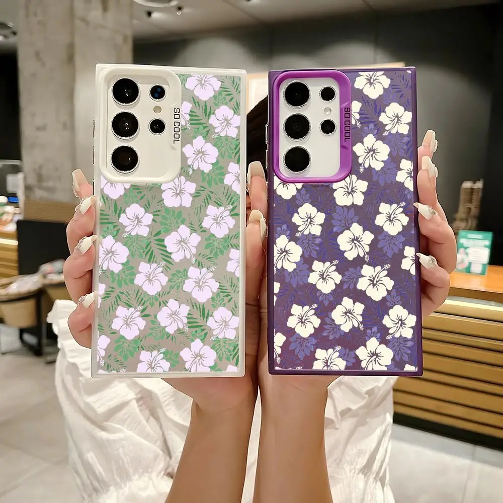 Fashion Wildflowers Ins Phone Case For Samsung Galaxy S25 S24 S23 S22 S21 Ultra Plus Laser Hard Colorful Matte Shockproof