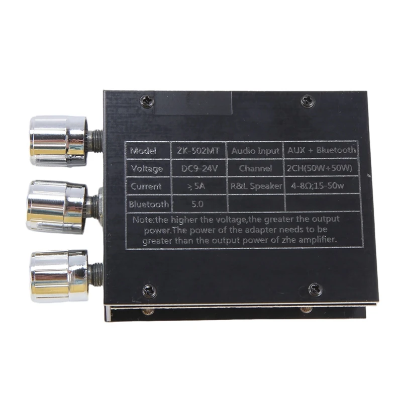 Papan Amplifier Stereo Audio, ZK-502MT 502L Bluetooth 2.0 saluran daya tinggi papan Amplifier Stereo Audio 2X50w suara Bass AMP