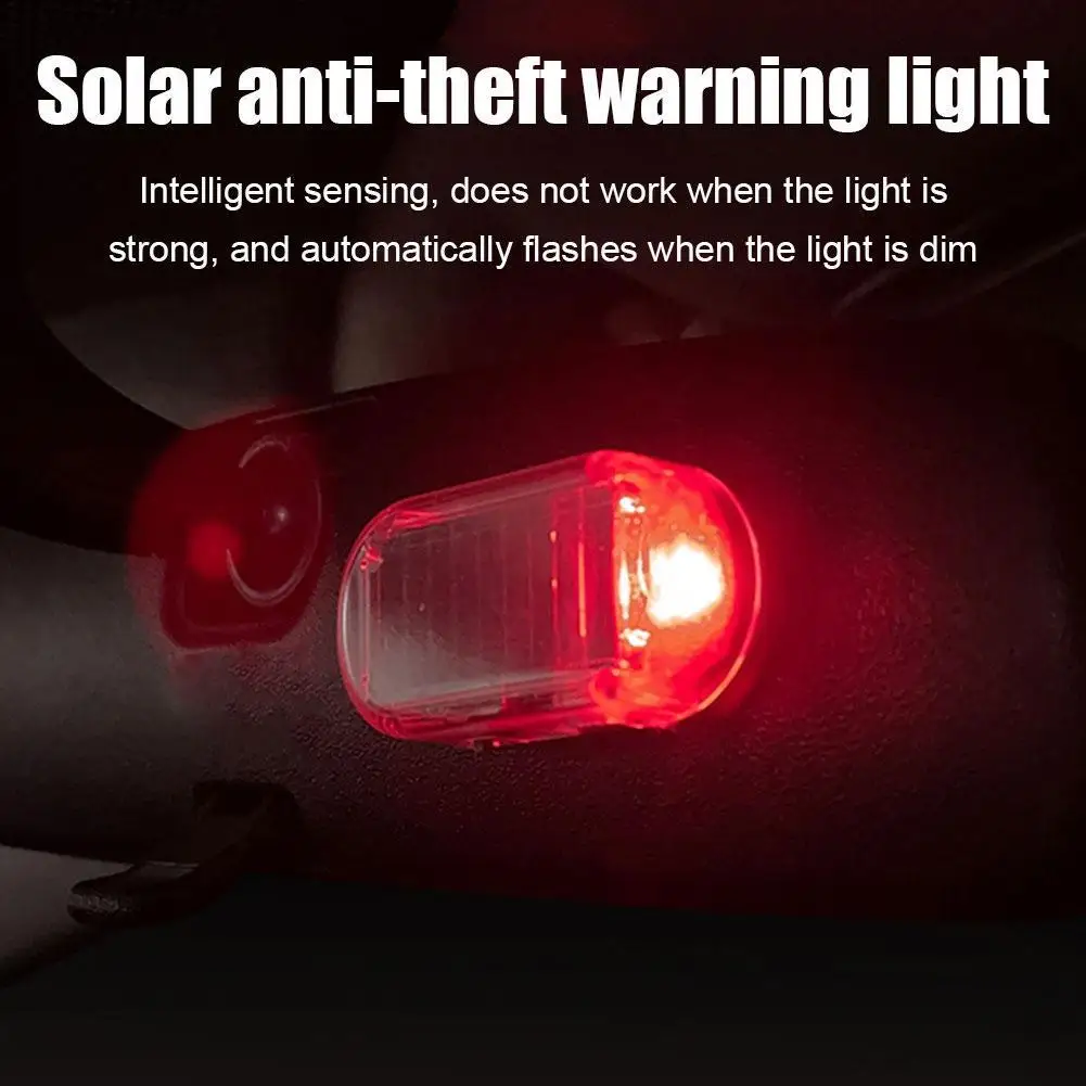 Car Solar Warning Anti-Theft LED Car Fake Security Solar Powered Caution Warning Imitation Flashing Lamp Light Wireless G8U9