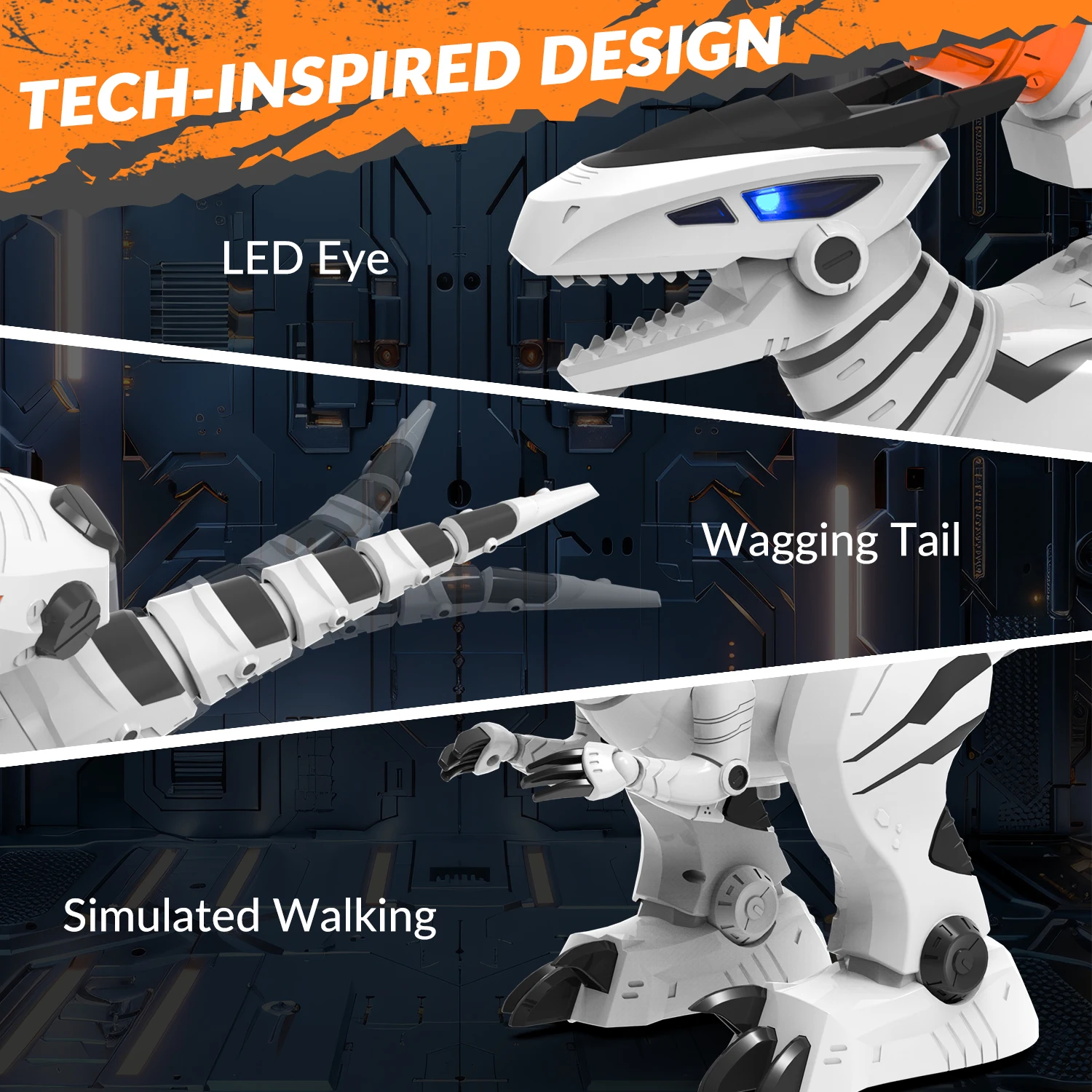 STEMTRON Programmable Remote Control Robot Dinosaur Toy for Kids Interactive Robotic Dinosaur RC Robot with Touch Sensing