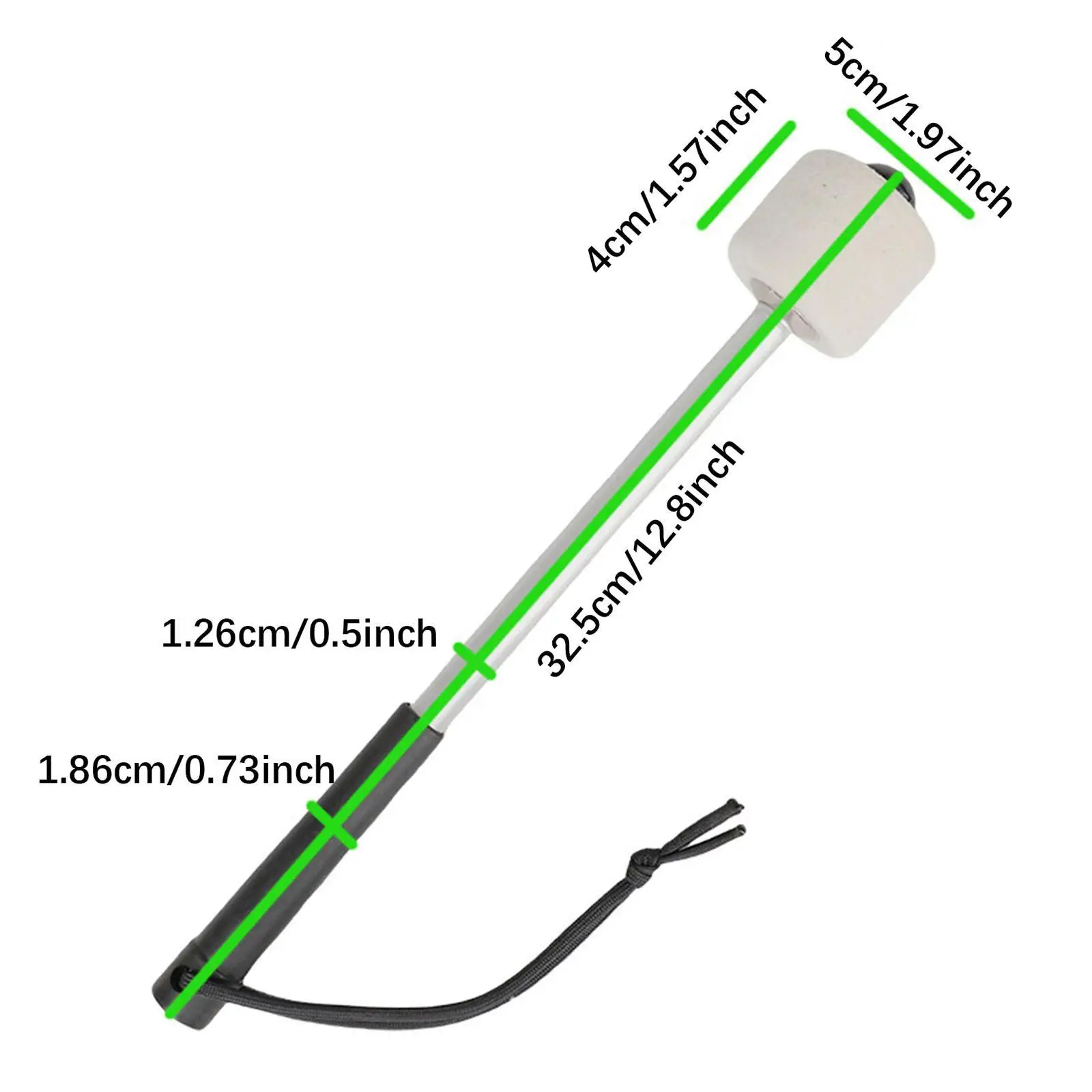 Anti Slip Drumstick Percussion Mallet Replacement Aluminum Alloy Felt Head for Bass Drum Snare Practice Solo Gift