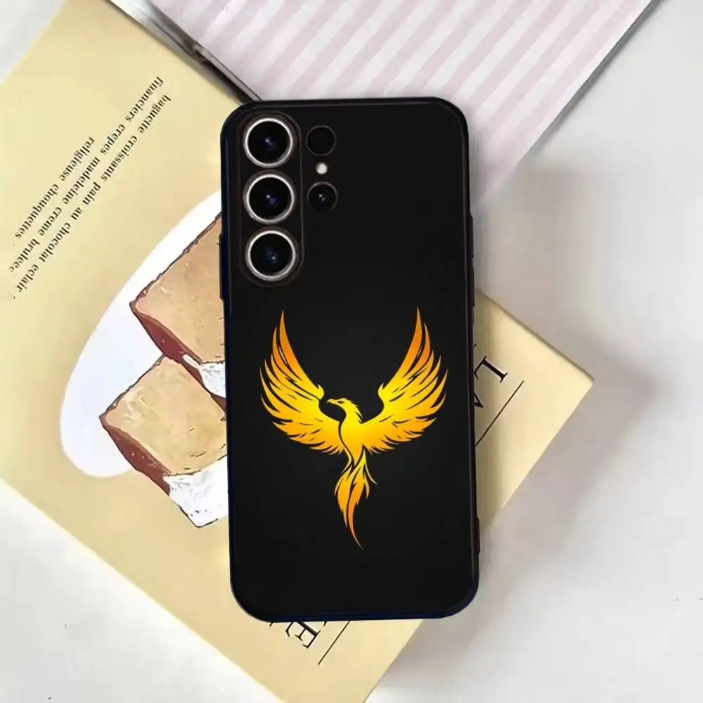 Funda de teléfono Phoenix Art para SamsungS25,24,21,22,23,30,Ultra,20,Plus,Fe,Lite,Note,10,9, funda negra suave