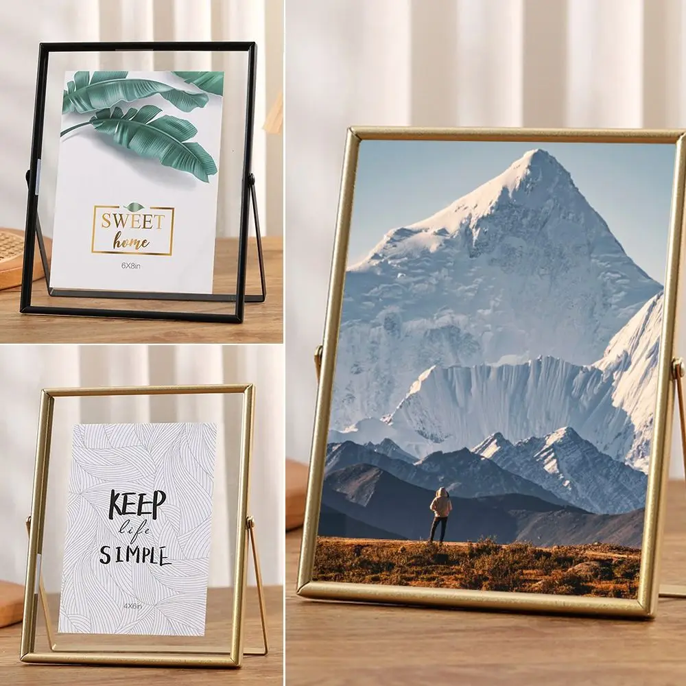 4/6/7/8/10 Inch Metal Photo Frame Acrylic Screen Rectangle Picture Holder Gold Black Picture Frame Calligraphy Painting Display