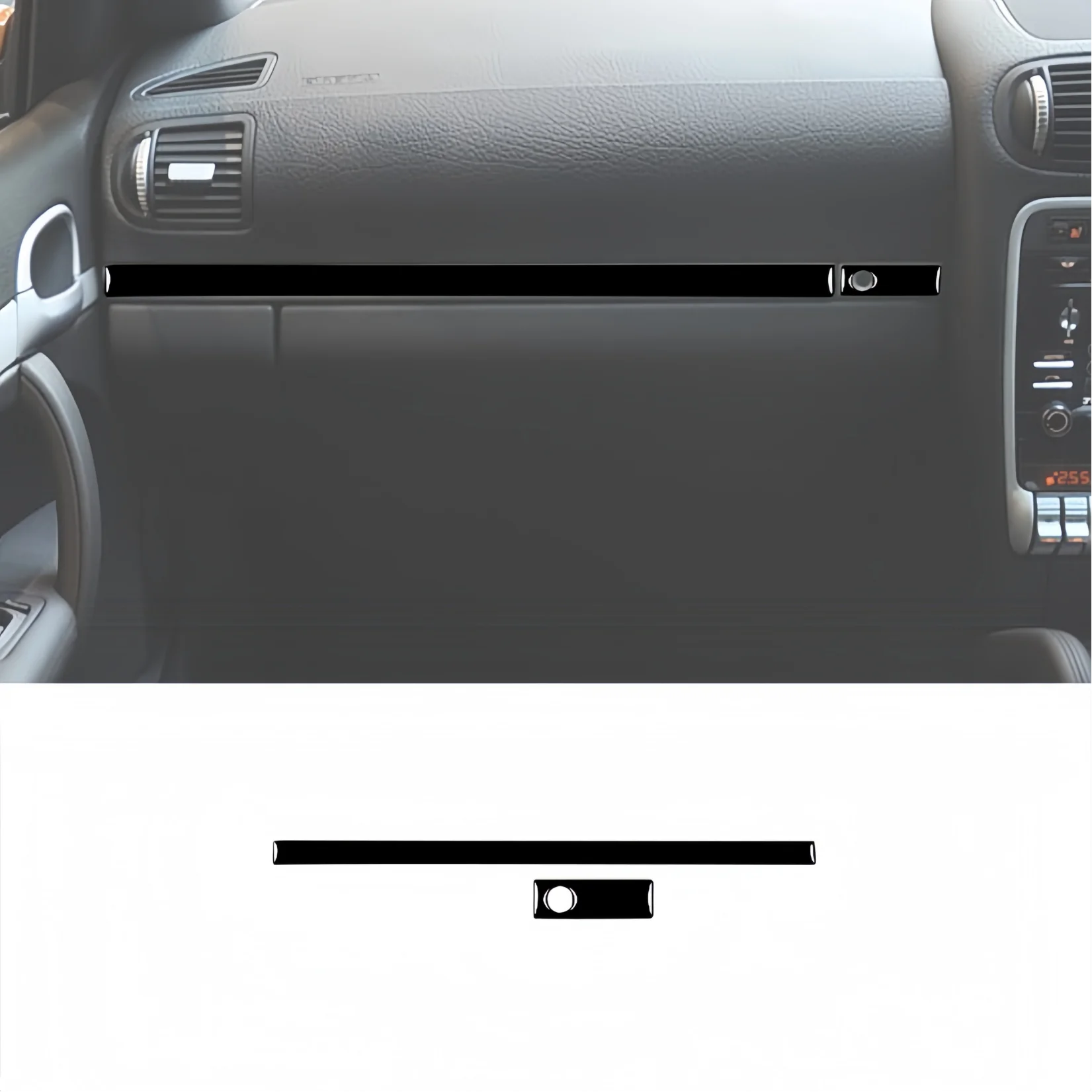 

For Porsche Cayenne 2003-2010 Piano Black Car Interior Co-pilot Dashboard Panel Strips Trim Cover Decoration Sticker Accessories