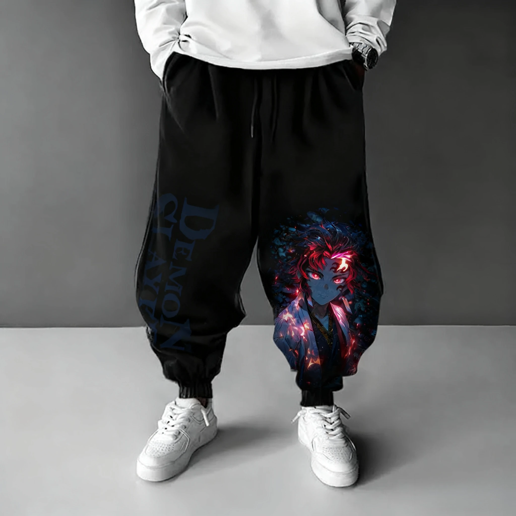 

Demon Slayer Autumn/Winter Cotton Sweatpants New Erchuang Anime Colorful Printed Men's Loose Casual Fashion Hip Hop Tight Pants