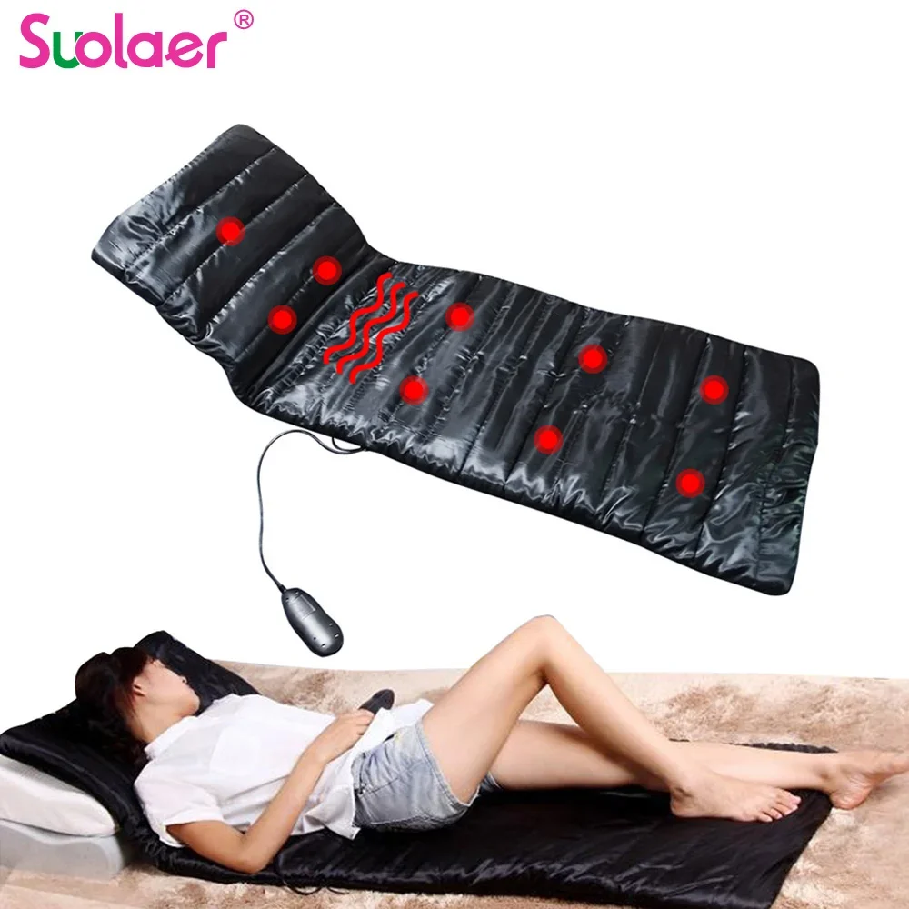 Electric Vibrator Heating Back Neck Massager Mattress Leg Waist Cushion Mat Home Office Relax Bed Pain Relief Health Care