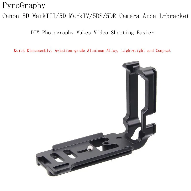 

PyroGraphy EOS 5DIV/5DIII/5DII Arca L-bracket with 1/4" Thread Hole Dual Arca Style Plates for Canon EOS 5DIV/5DIII/5DII Camera