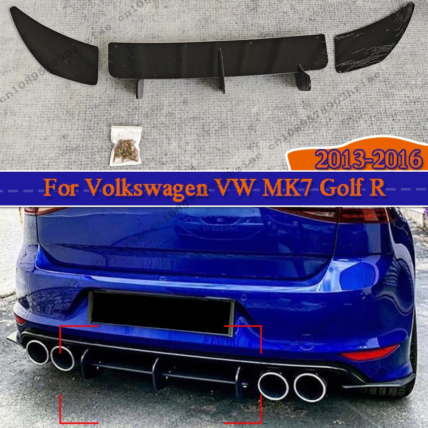 

upgrade ABS Rear Diffuser For Volkswagen VW MK7 Golf R R-Line 2013-2016 Black Rear Bumper Spoilers Protector Guard Lip Body Kits