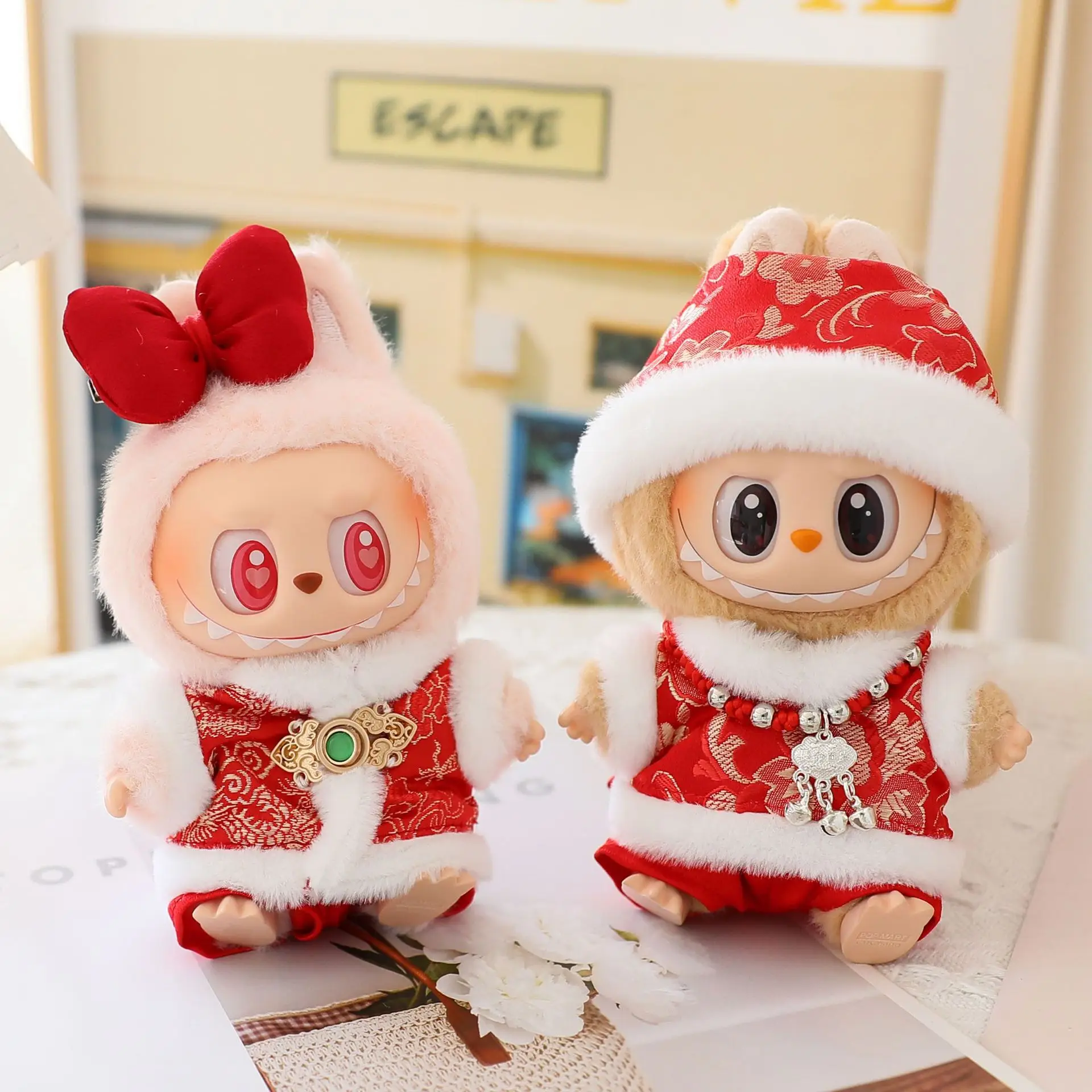 For 17Cm Labubu Clothes New Year's and Spring Festival Antique Hanfu for The Spring Festival New Year Clothing Christmas Gifts