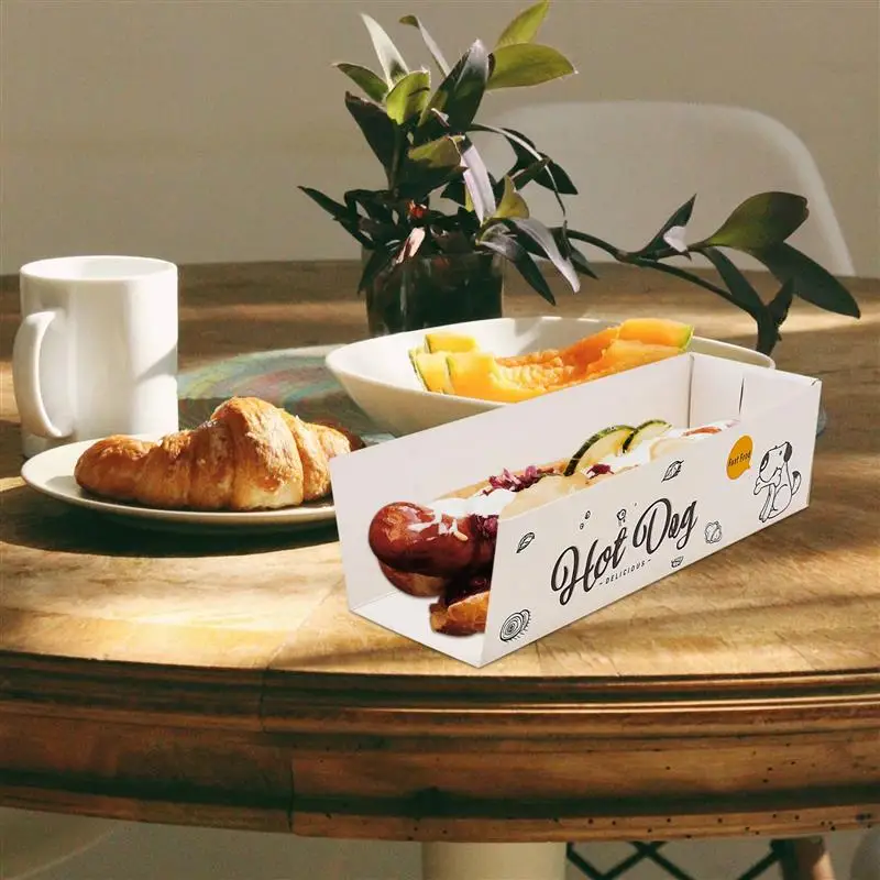 100pcs Disposable Paper Hot Dog Snack Boxes for Takeout, French Fries, Cheese Dogs, Par... - SKU DHDB1901 - UGI Packaging