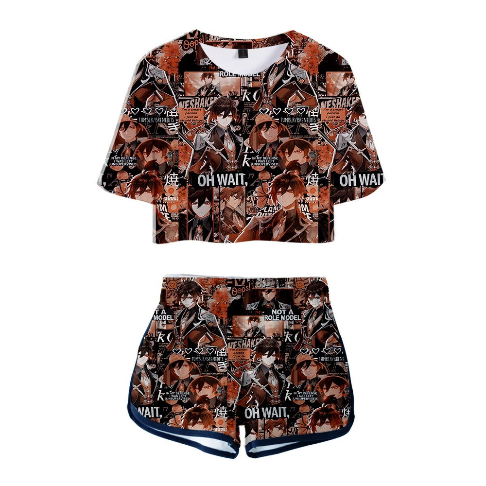 

Casual round Ne T-irt Set Printed Men's Faion Spring Season Youth Applicable Comfortable Breathable Clothing Set