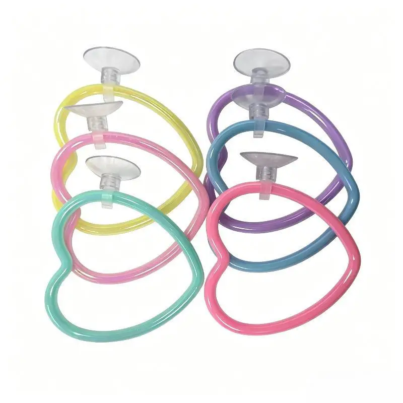 Betta Exercise Rings Suction Cup Fish Training Heart Ring Colorful: 1/6Pcs Tail Toy Circle Tank Decor