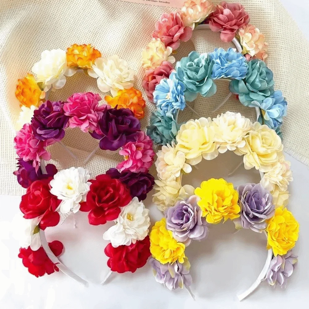 

Romantic Floral Headband Vintage Elegant Artificial Flower Crown Wreaths Garland Lightweight Bohemian Hair Accessories Beach
