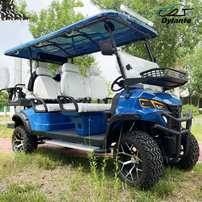 

Доступные литиевые электромобили для туристических объектов, внедорожные электрические гольф-кары с красным сиденьем, подголовником, бампером, передней корзиной и педалью.