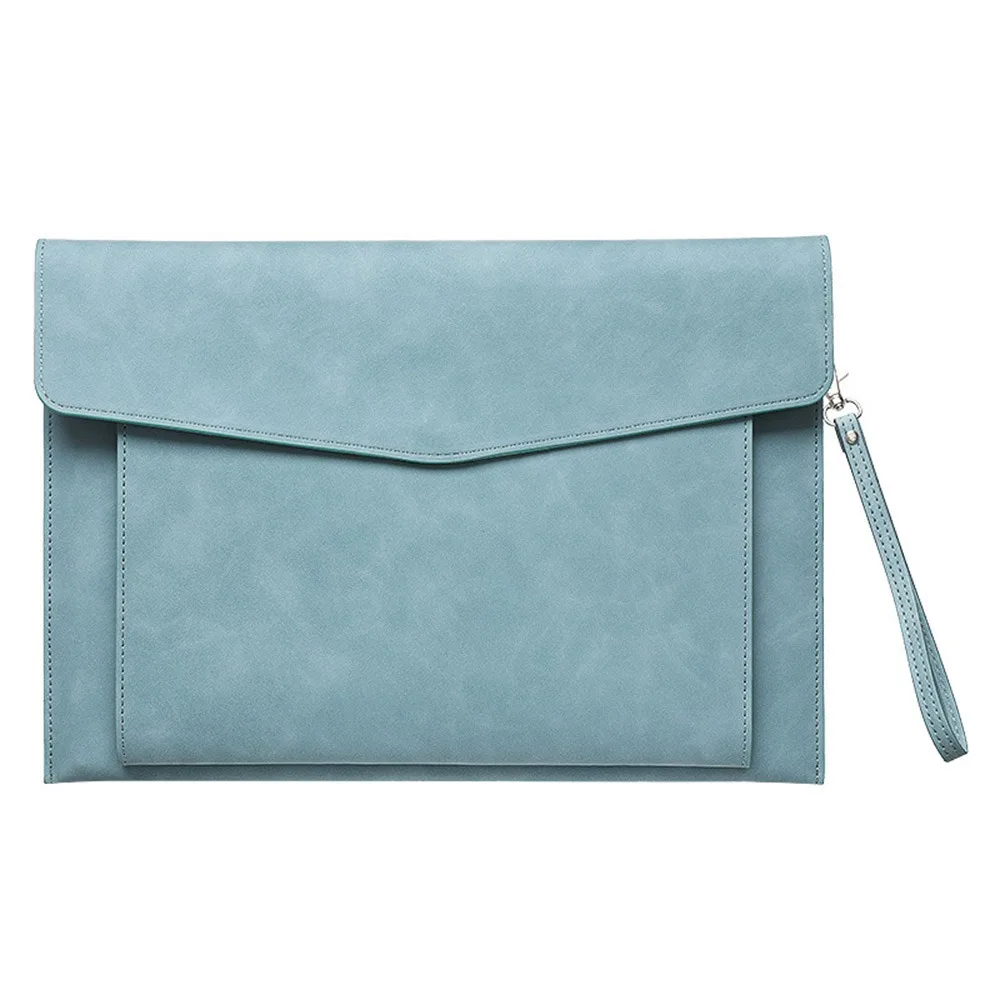 

Large Capacity A4 Leather Document Bag Simple Thickened Double Layer File Folder Magnetic Button Portable