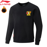 Li-Ning Men's Wade Sweatshirt Long Sleeve WARM AT Winter Fleece 74%Cotton 26%Polyester Loose Fit LiNing Sports Pullover AWDV889
