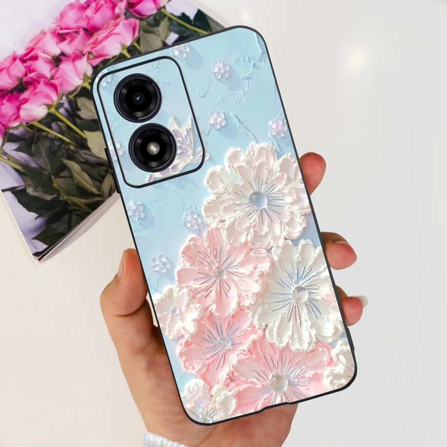 For Motorola Moto G04 G04S Case 2024 Popular Flower Soft Silicone TPU Cover For Moto E14 Phone Case MotoG04 G 04 XT2421-2 Bumper