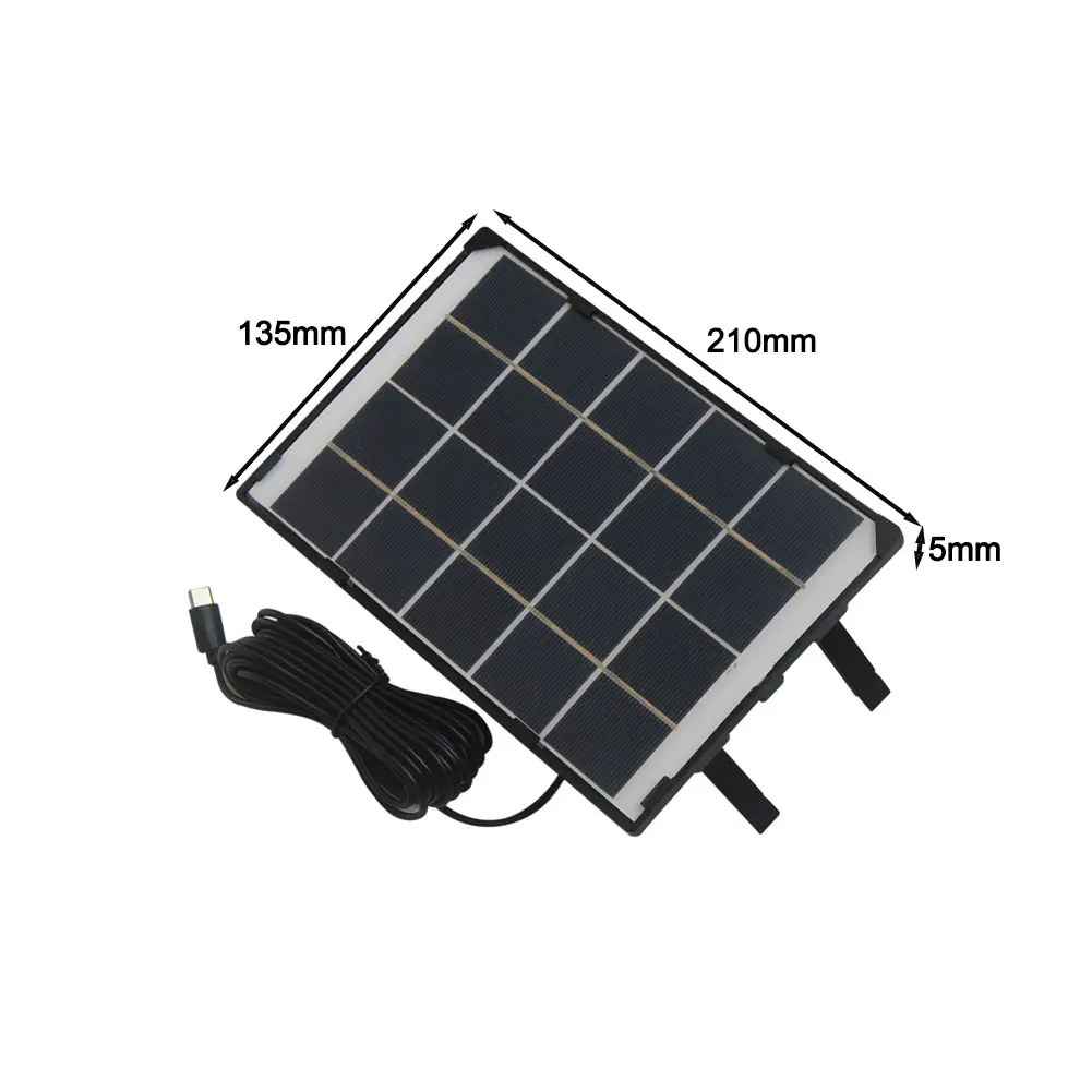 6W Polycrystalline Solar Panel Type-C Output 5M Cable For Outdoor Security Camera And Garden Light Charging Kit