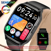 SENBONO 2024 New AMOLED Smartwatch Men Bluetooth Call Fitness Tracker IP67 Waterproof Smart Watch for Men Women IOS Android