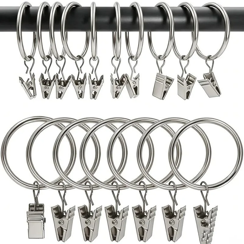 45 pcs 32mm Metal Curtain Hanger Rings with Easy Slide On Rod, ideal for Bathroom Shower Panels and Bedroom Window Curtains view 5